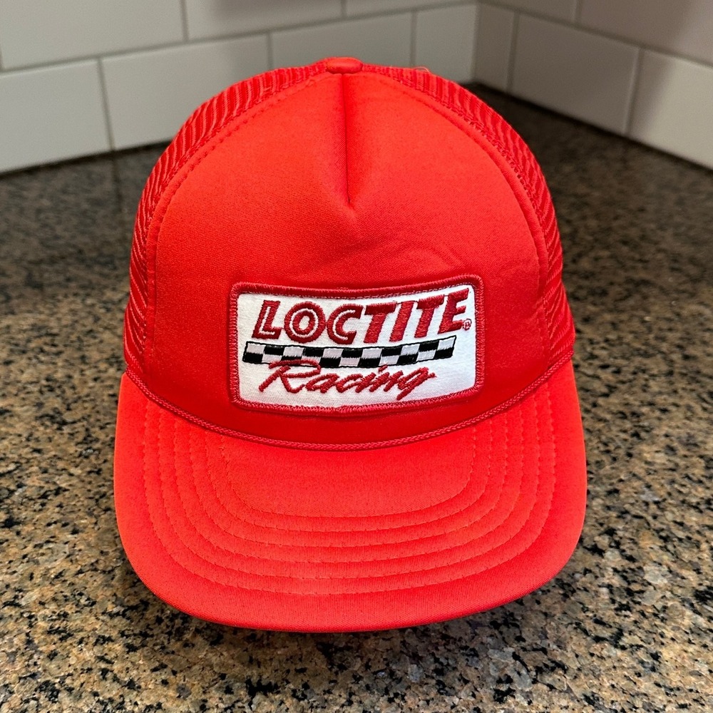 Vtg LOCTITE Racing The Sportsman‎ Trucker Cap Red